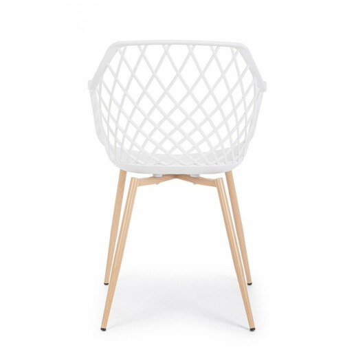 Set 4 scaune metal natur plastic alb Optik 58x54x85.5 cm