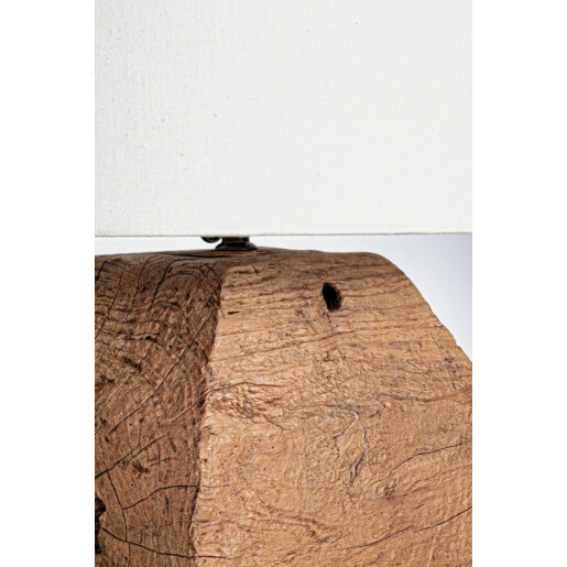 Veioza lemn natur abajur alb Lumen 35x40 cm