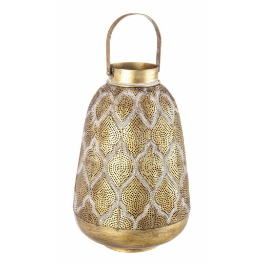 Felinar metal auriu 25.5x38.5 cm