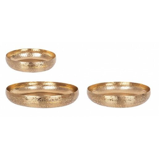 Set 3 tavi decorative aluminiu auriu Varanasi 30.5x7 cm, 38x8 cm, 46x9 cm