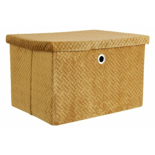 Cutie depozitare velur ocru Averill 40x30x25 cm