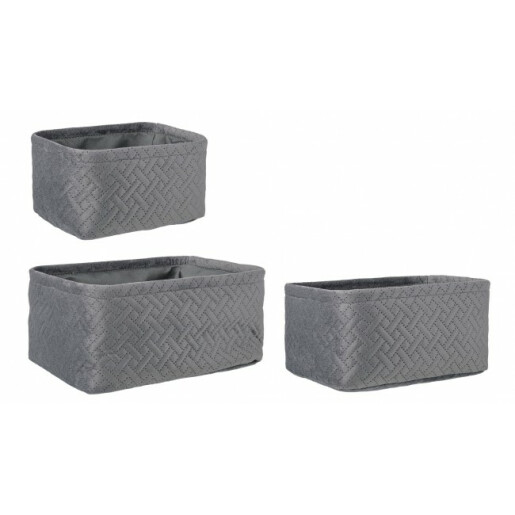 Set 3 cosuri depozitare textil gri Averill 20x14x10 cm, 24x16x11 cm, 27x20x12 cm