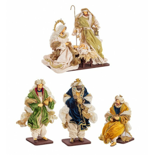 Set 4 figurine Nasterea Domnului 18x18x28 cm, 18x15x38 cm, 18x15x38 cm, 28x18x41 cm