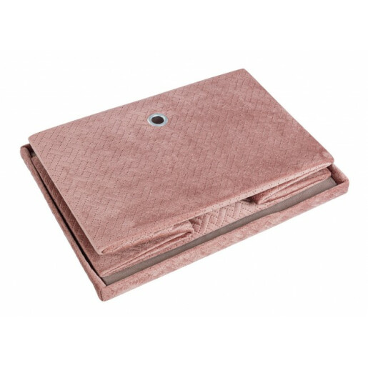 Set 4 cutii depozitare velur roz Averill 40x30x25 cm