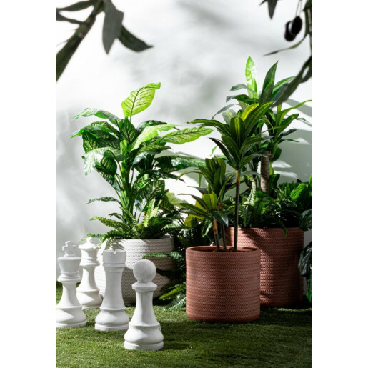 Set 3 decoratiuni Piese Sah fibra sticla alba 16.5x36 cm, 16x36 cm, 16x36 cm