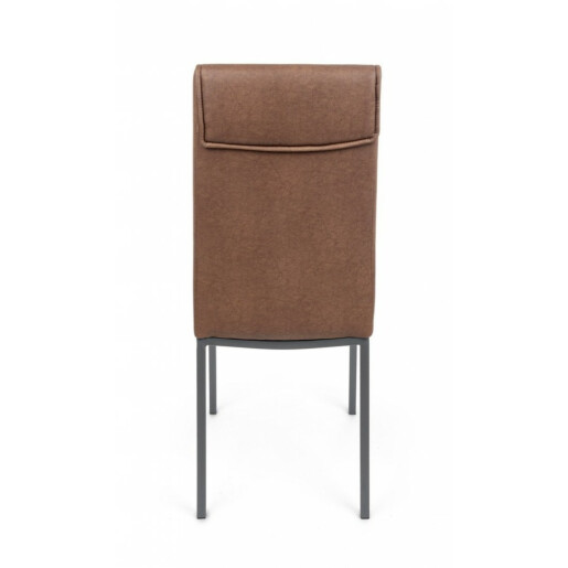 Set 4 scaune fier gri piele ecologica maro Sofie 43x59.5x99.5 cm