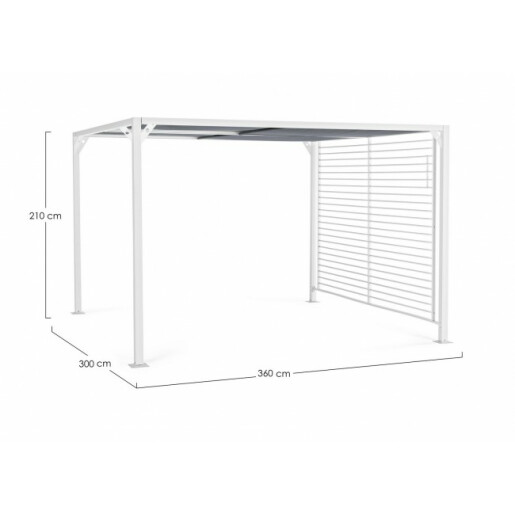 Pavilion gradina aluminiu alb textilen gri Noah 300x360x210 cm