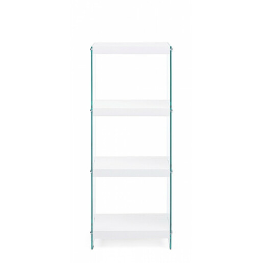 Raft, mdf alb si sticla, Line, 40x30x100.5 cm