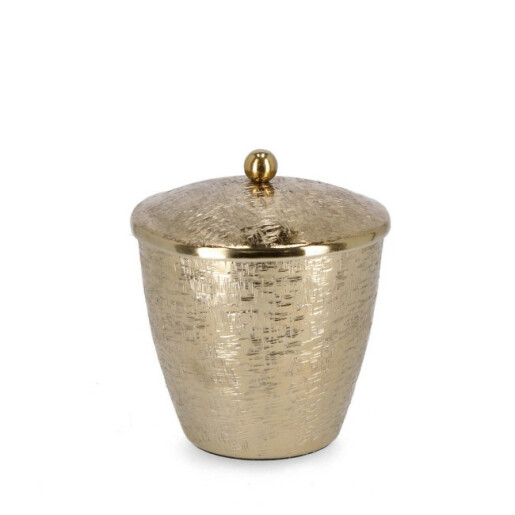 Lumanare in borcan aluminiu auriu Lathe Ø13,5x13,5h