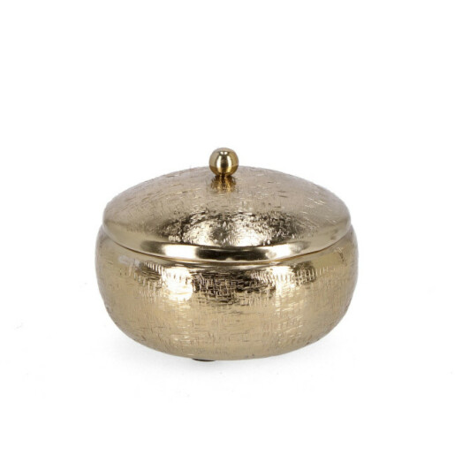 Lumanare in borcan aluminiu auriu Lathe Ø16,5x8h