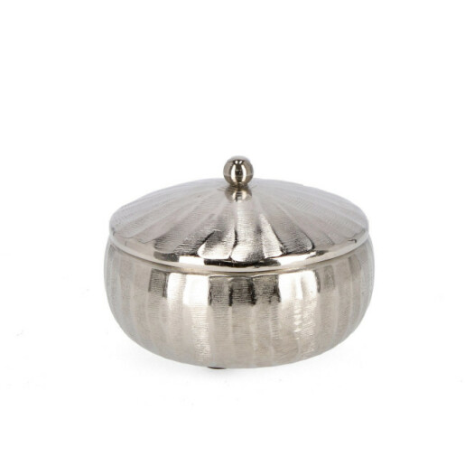 Lumanare in borcan aluminiu argintiu Ø18x7,5h