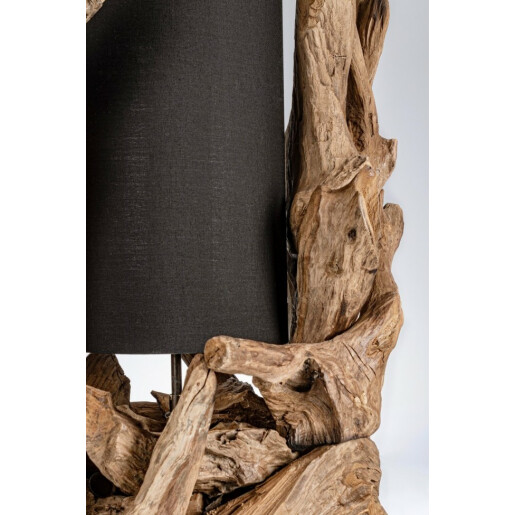 Veioza lemn natur abajur negru Bion 55x40x80 cm
