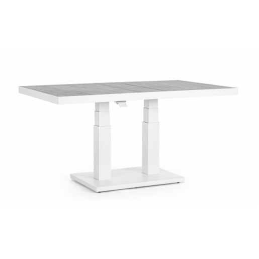 Masa inaltime reglabila aluminiu alb ceramica gri Truman 140x85x72 cm