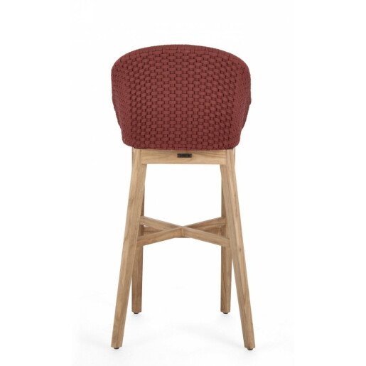 Set 2 scaune bar lemn maro textil rosu Coachella 56x57x110 cm