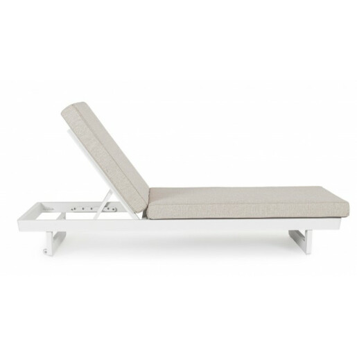Set 2 sezlonguri aluminiu alb perne bej Infinity 72x195x95 cm