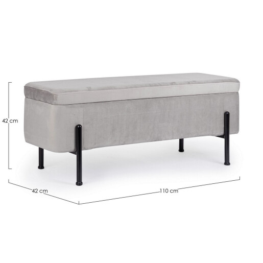 Banca tapiterie velur gri Irina 110x42x42 cm