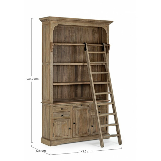 Biblioteca lemn mango maro Domitille 143.5x40.6x233.7 cm