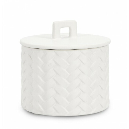Lumanare in borcan ceramica alba Twine 14.5x14 cm