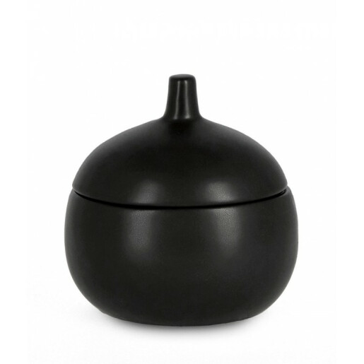 Lumanare in borcan ceramica neagra 14x14 cm