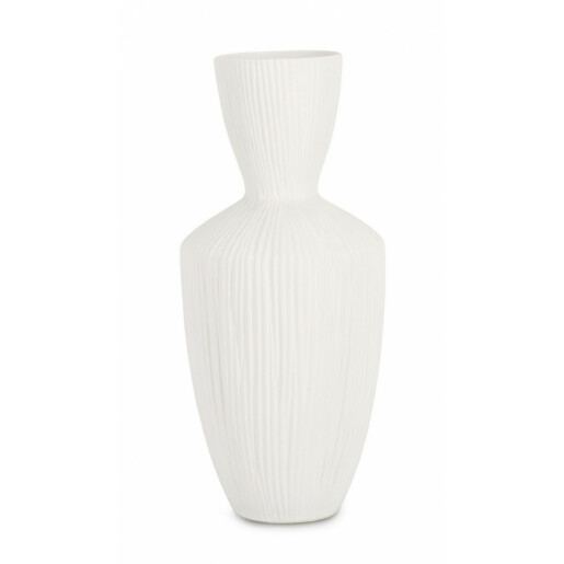 Vaza flori ceramica alba Striped 20.5x47 cm