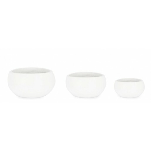 Set 3 ghivece flori ciment alb 33x15 cm, 45x20 cm, 55x25 cm