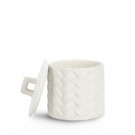 Lumanare in borcan ceramica alba Twine 9.5x11 cm