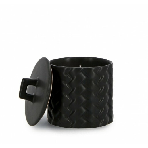 Lumanare in borcan ceramica neagra Twine 9.5x11 cm