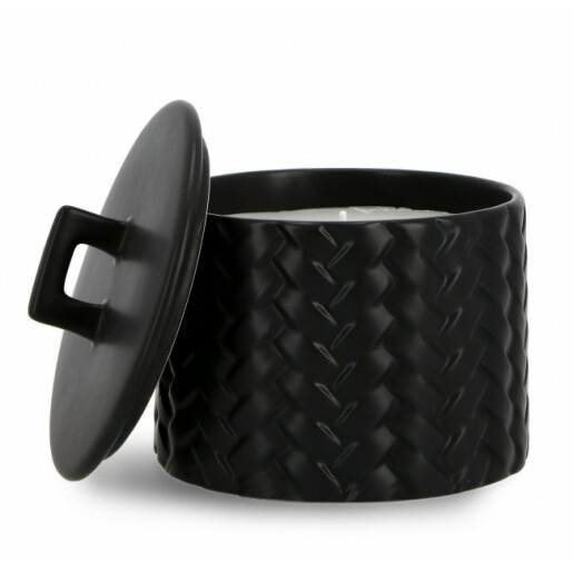 Lumanare in borcan ceramica neagra Twine 14.5x14 cm