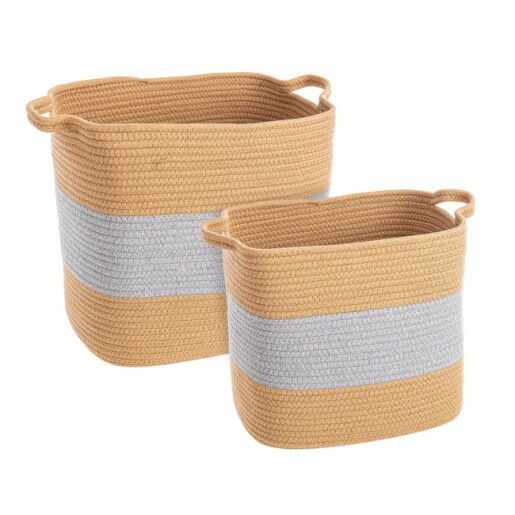 Set 2 cosuri bumbac natur gri Flow 33x23x29 cm, 37x27x33 cm
