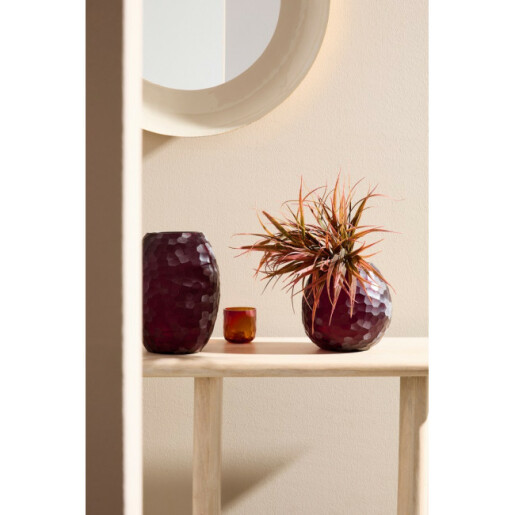 Suport lumanare sticla bordeaux Ø8x8h