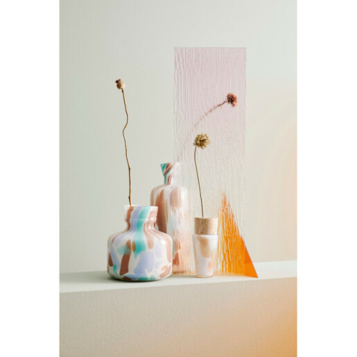 Vaza flori sticla travertin marmura multicolora Ø8,5x19h