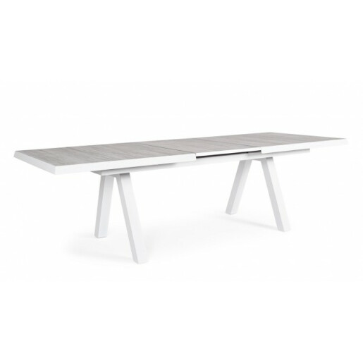 Masa extensibila aluminiu alb ceramica gri Krion 265x103x78 cm