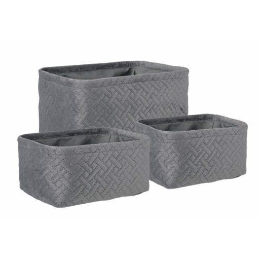 Set 3 cosuri depozitare textil gri Averill 20x14x10 cm, 24x16x11 cm, 27x20x12 cm
