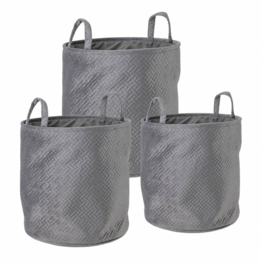 Set 3 cosuri depozitare textil gri Averill 30x30 cm, 34x34 cm, 38x38 cm