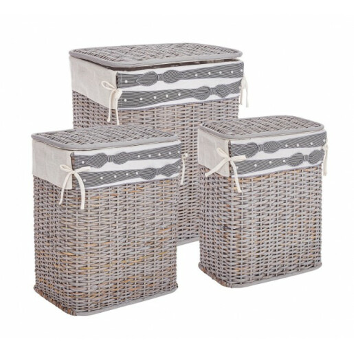 Set 3 cosuri rufe gri alb Elegantly 38x25x48 cm, 43x30x53 cm, 48x36x58 cm