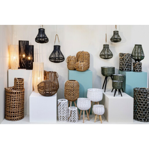 Set 4 felinare bambus alb Silves 16x28 cm