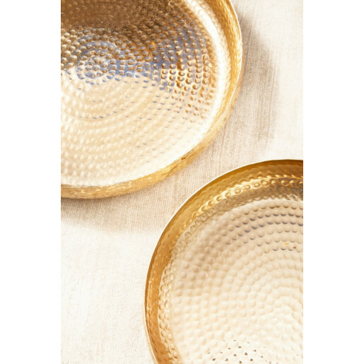 Set 3 tavi decorative aluminiu auriu Varanasi 30.5x7 cm, 38x8 cm, 46x9 cm