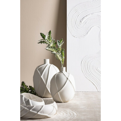 Set 2 boluri decorative ceramica alba Ridget 26.3x11.5 cm