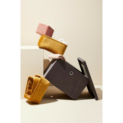 Set 4 cutii depozitare velur gri Averill 40x30x25 cm