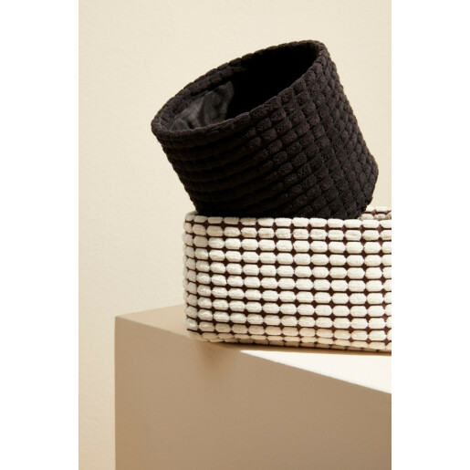 Set 3 cosuri depozitare textil negru 16x13 cm, 19x16 cm, 22x18 cm