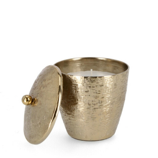 Lumanare in borcan aluminiu auriu Lathe Ø13,5x13,5h