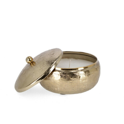 Lumanare in borcan aluminiu auriu Lathe Ø16,5x8h