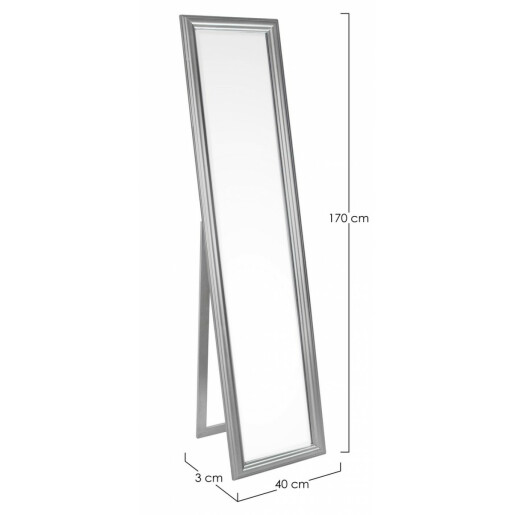 Oglinda decorativa de podea cu rama lemn argintie Sanzio 40x3x170 cm