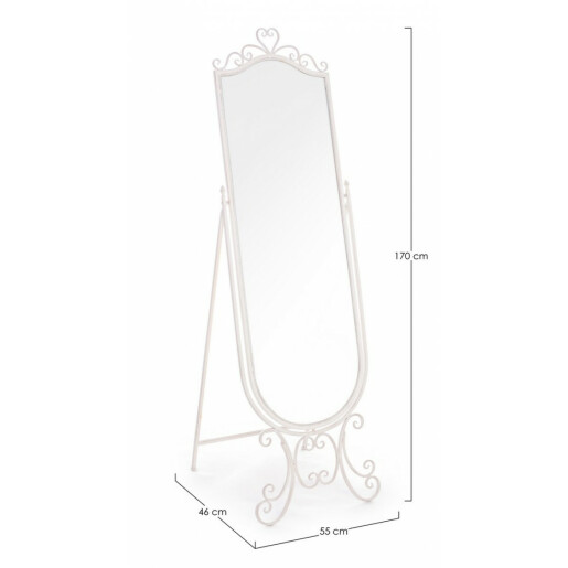 Oglinda podea otel alb patinat Emily 51x50x165 cm