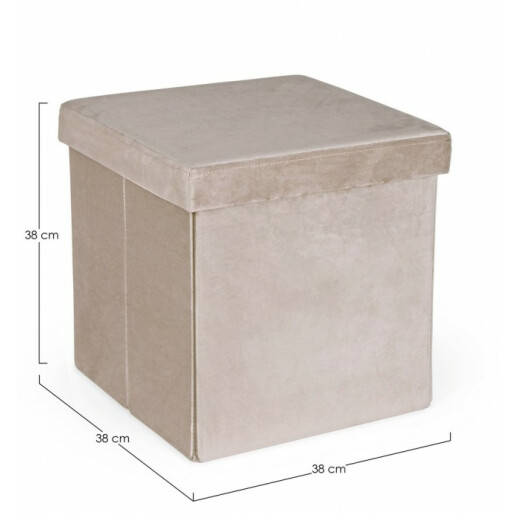 Taburet catifea bej Camdem 38x38x38 cm