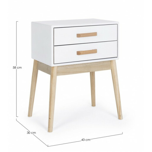 Comoda 2 sertare lemn natur alb Ordinary 43x30x58 cm