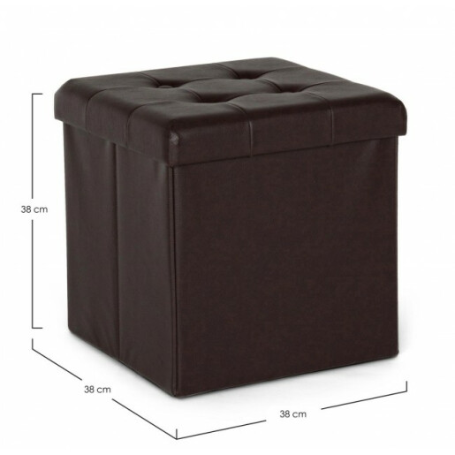 Taburet piele ecologica maro Magda 38x38x38 cm