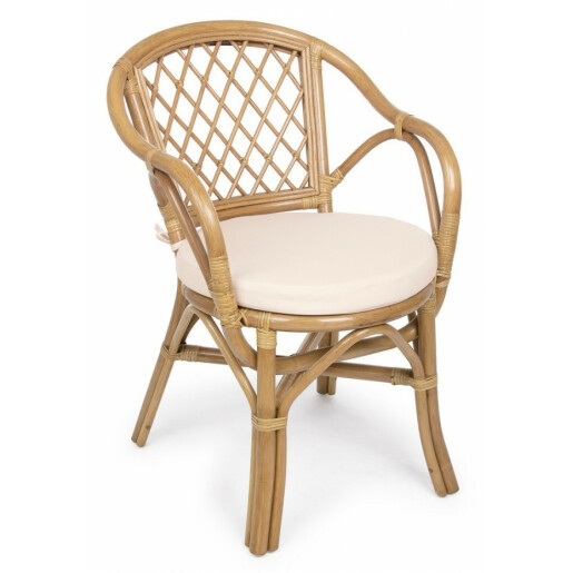 Scaun din rattan natur Athina 54.5 cm x 60 cm x 80 h x 49 h1 x 66 h2 