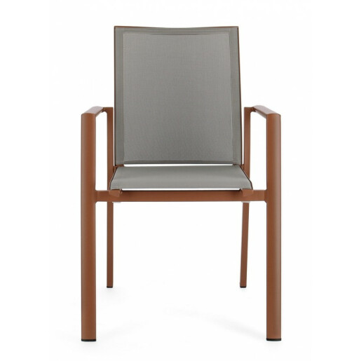 Set 4 scaune gradina caramiziu gri Konnor 56.2x60x88 cm