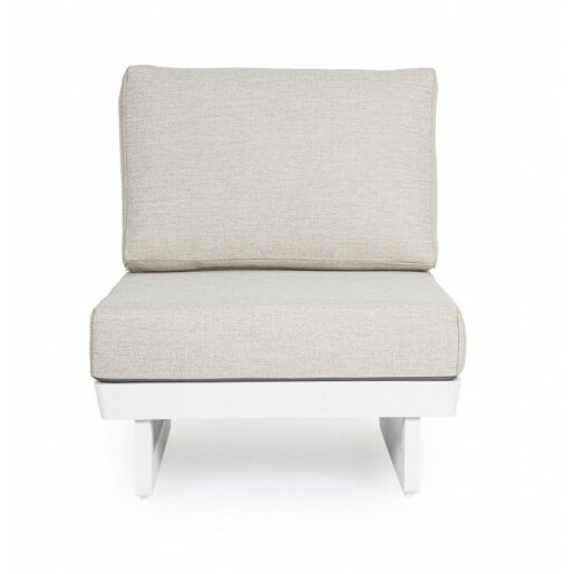 Fotoliu aluminiu alb textil bej Infinity 70x87x80 cm